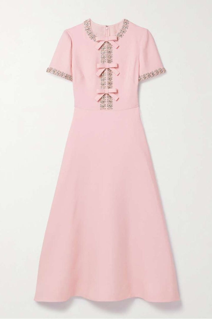 Aria™ | Schleife mit Kristall verschönert Midikleid